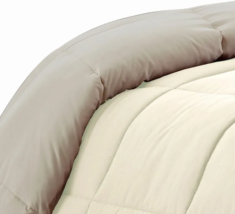 Beth Reversible Microfiber King Comforter, Squared Stitching Photo 2