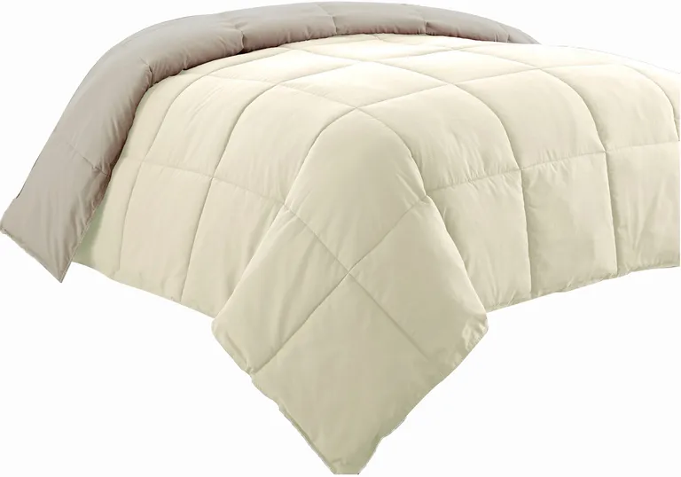 Beth Reversible Microfiber King Comforter, Squared Stitching Photo 1