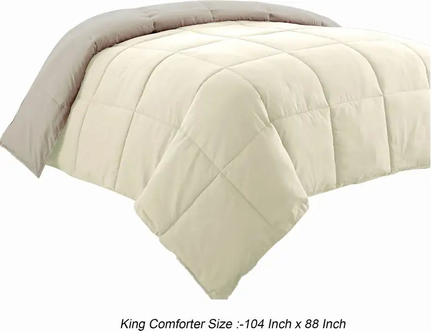 Beth Reversible Microfiber King Comforter, Squared Stitching Photo 5