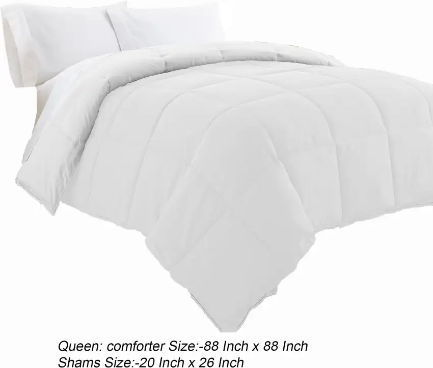 Beth Reversible Microfiber Queen Comforter, Squared Stitching Photo 5