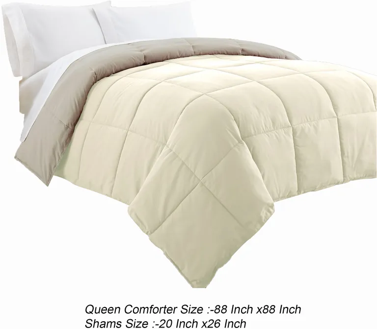 Beth Reversible Microfiber Queen Comforter, Squared Stitching Photo 5