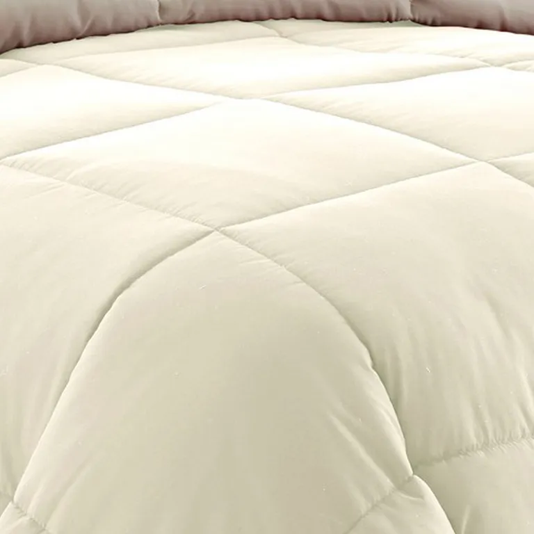 Beth Reversible Microfiber Queen Comforter, Squared Stitching Photo 3