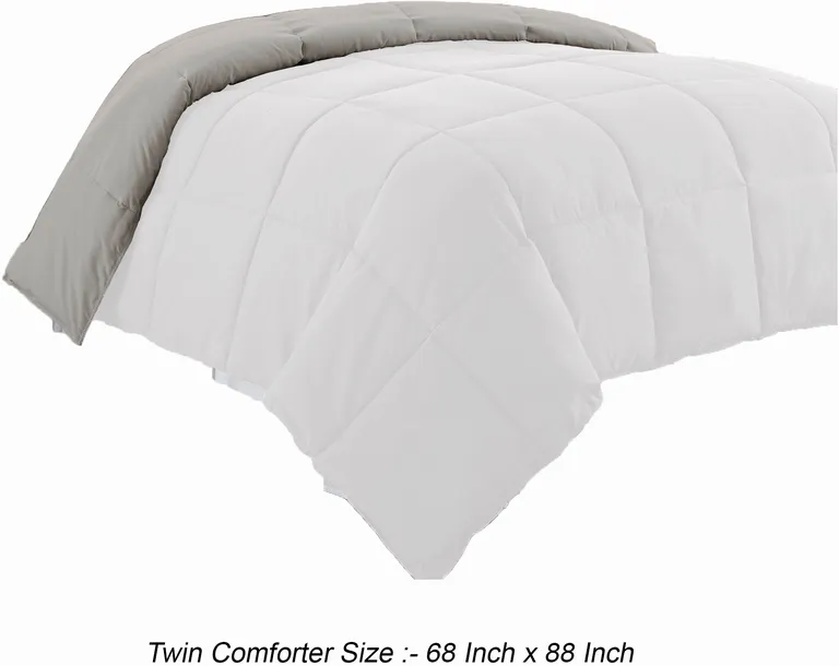 Beth Reversible Microfiber Twin Comforter, Squared Stitching Photo 5