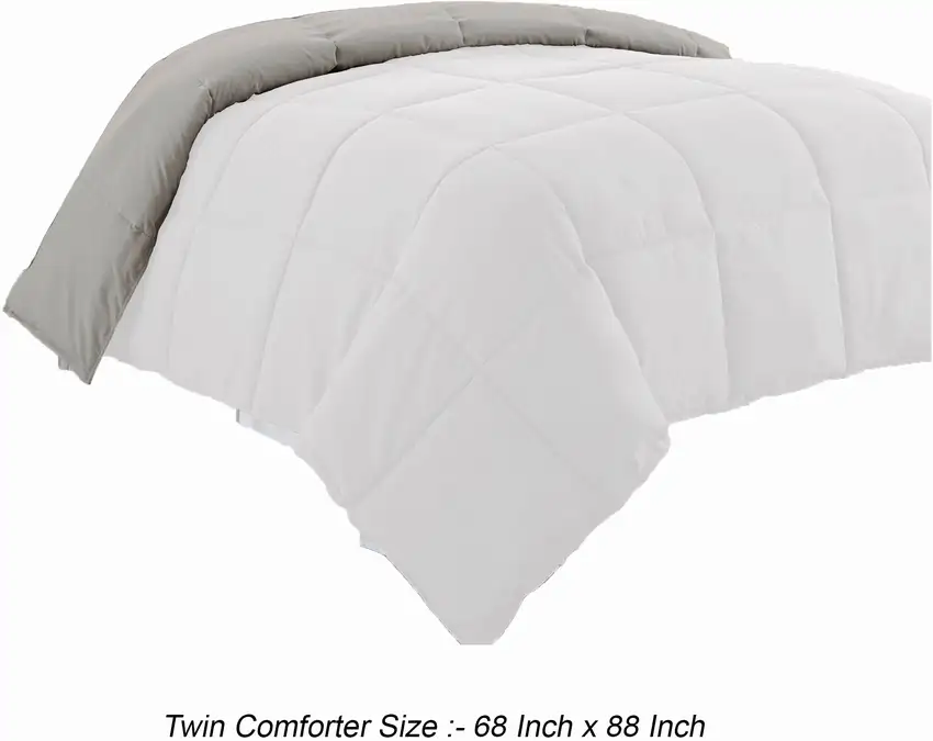Beth Reversible Microfiber Twin Comforter, Squared Stitching Photo 5