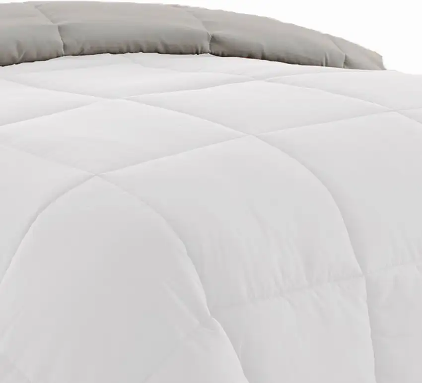 Beth Reversible Microfiber Twin Comforter, Squared Stitching Photo 2