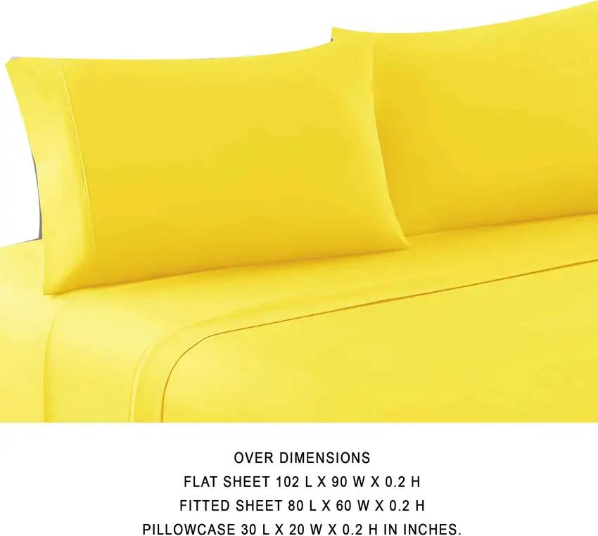 Bezons 4 Piece Queen Size Microfiber Sheet Set The Urban Port, Yellow Photo 4