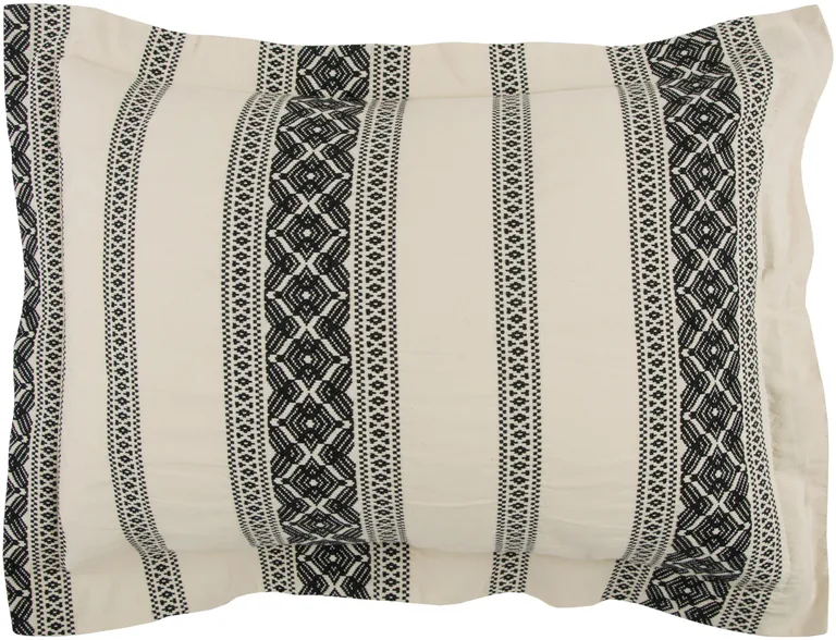 Black And Ivory Queen Cotton Washable Polyester Duvet Cover Set With Two Shams Photo 3