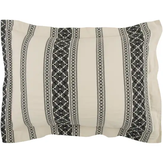 Black And Ivory Queen Cotton Washable Polyester Duvet Cover Set With Two Shams Photo 3