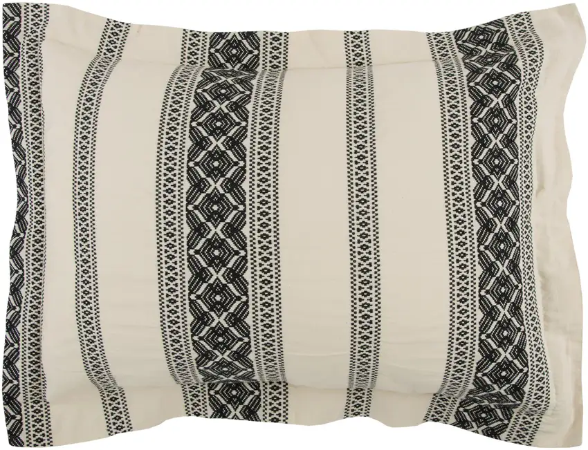 Black And Ivory Queen Cotton Washable Polyester Duvet Cover Set With Two Shams Photo 3