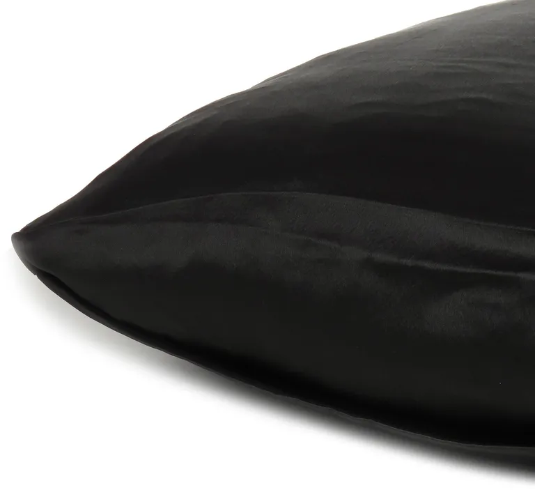 Black Dreamy Set Of 2 Silky Satin Queen Pillowcases Photo 4