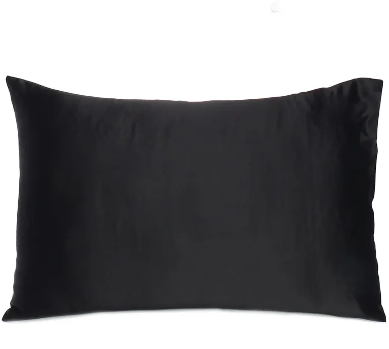 Black Dreamy Set Of 2 Silky Satin Queen Pillowcases Photo 1