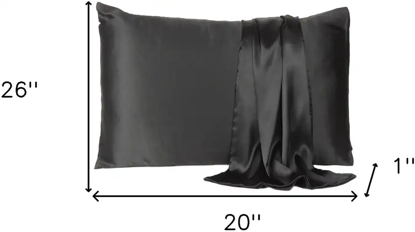 Black Dreamy Set Of 2 Silky Satin Standard Pillowcases Photo 8