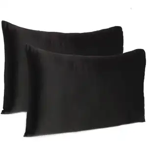 Photo of Black Dreamy Set Of 2 Silky Satin Standard Pillowcases