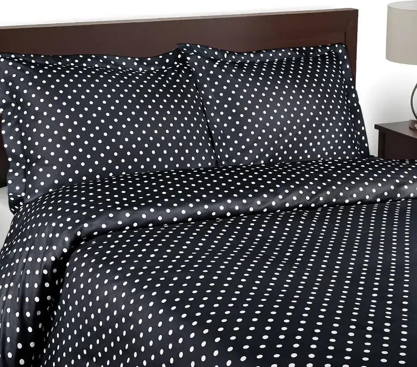 Black and White King Cotton Blend 600 Thread Count Washable Duvet Cover Set Photo 1
