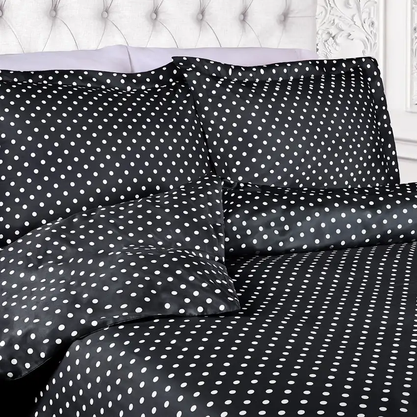 Black King Cotton Blend 600 Thread Count Washable Duvet Cover Set Photo 4