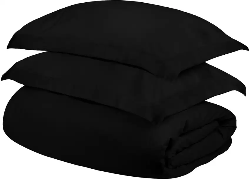 Black King Cotton Blend 300 Thread Count Washable Duvet Cover Set Photo 1