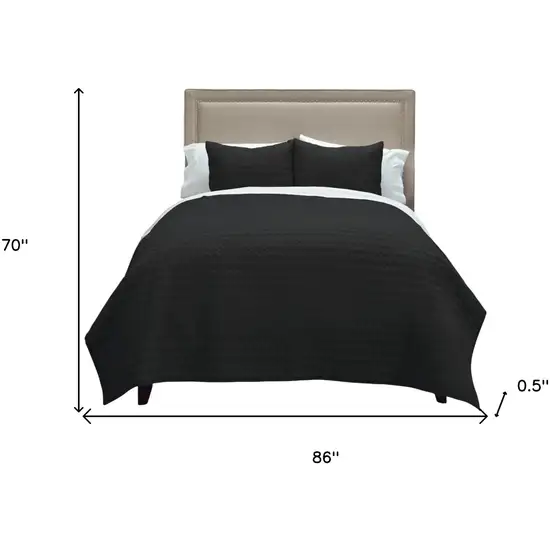 Black Twin 100% Cotton 300 Thread Count Machine Washable Down Alternative Comforter Photo 5