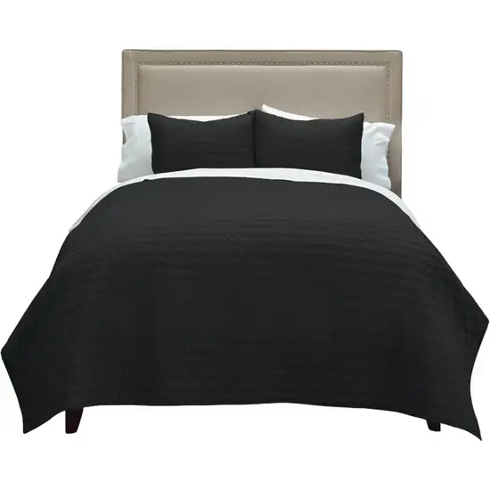 Black Twin 100% Cotton 300 Thread Count Machine Washable Down Alternative Comforter Photo 2