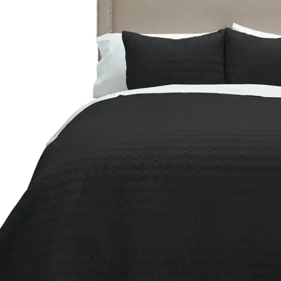 Black Twin 100% Cotton 300 Thread Count Machine Washable Down Alternative Comforter Photo 3