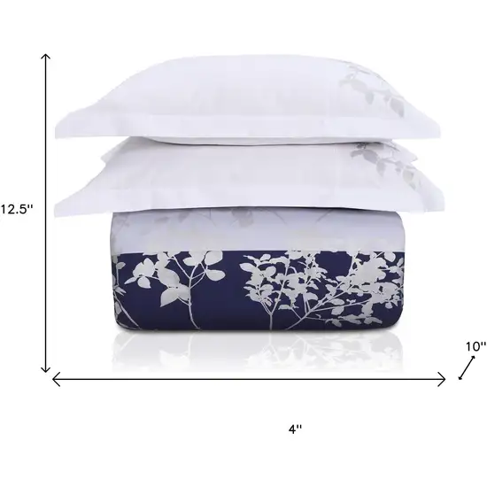 Blue And White King Cotton Washable Duvet Cover Set With Two Shams Photo 7