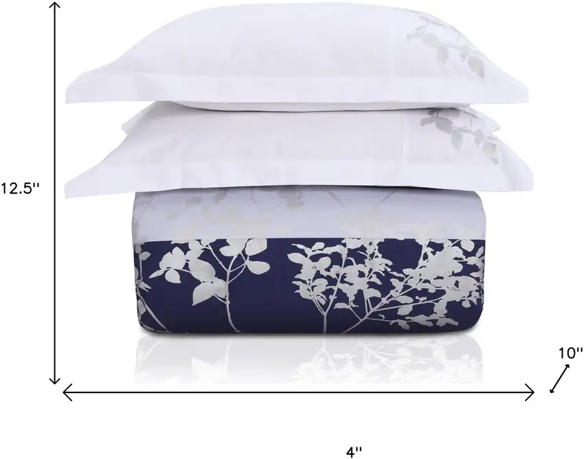 Blue And White King Cotton Washable Duvet Cover Set With Two Shams Photo 7