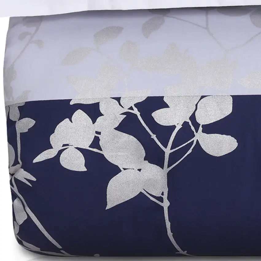 Blue And White King Cotton Washable Duvet Cover Set With Two Shams Photo 4