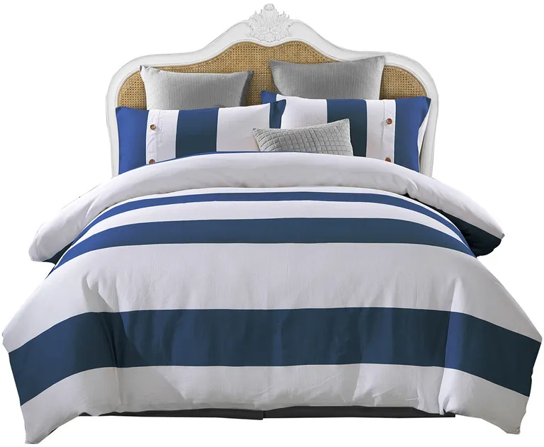 Blue And White King Cotton Washable Duvet Cover Set Photo 1