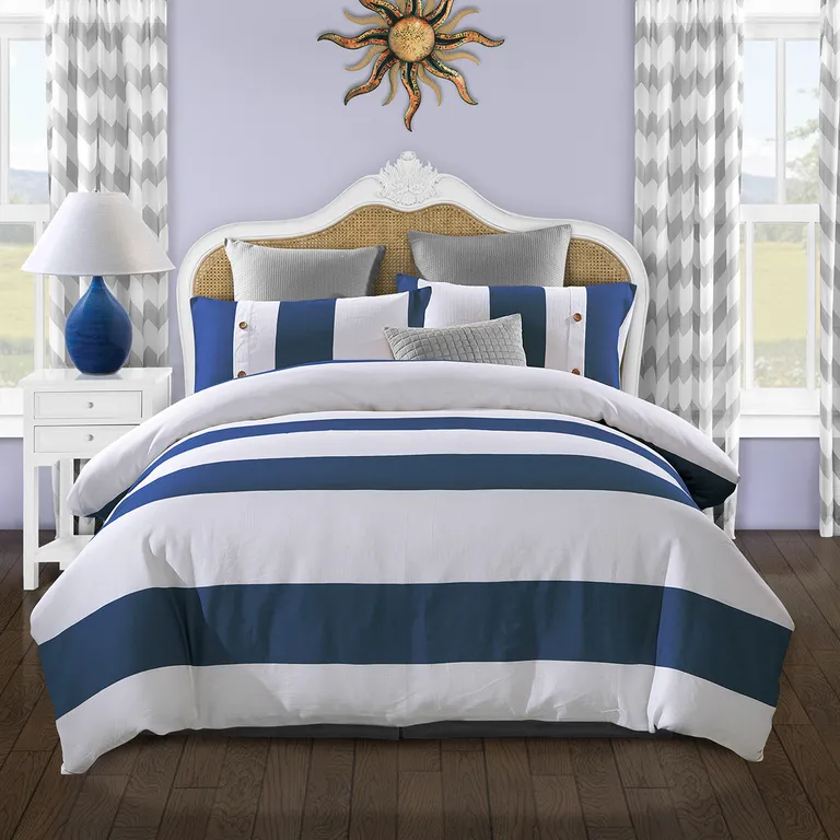 Blue And White King Cotton Washable Duvet Cover Set Photo 4