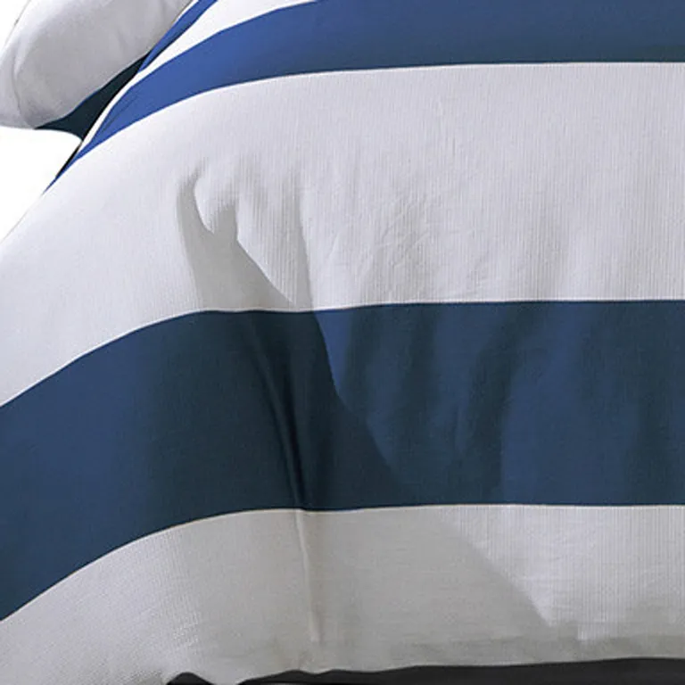 Blue And White King Cotton Washable Duvet Cover Set Photo 2