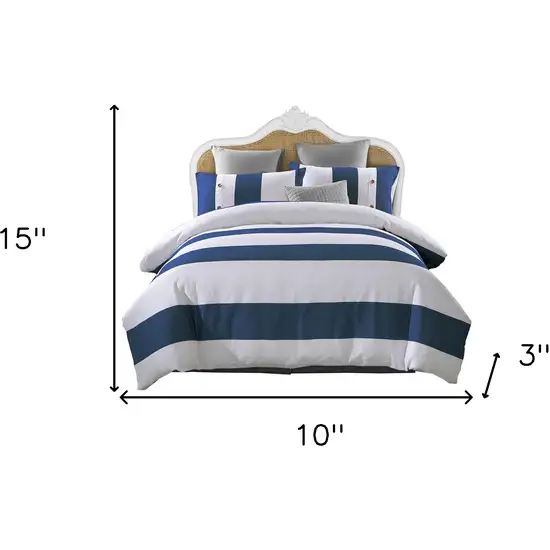 Blue And White King Cotton Washable Duvet Cover Set Photo 7