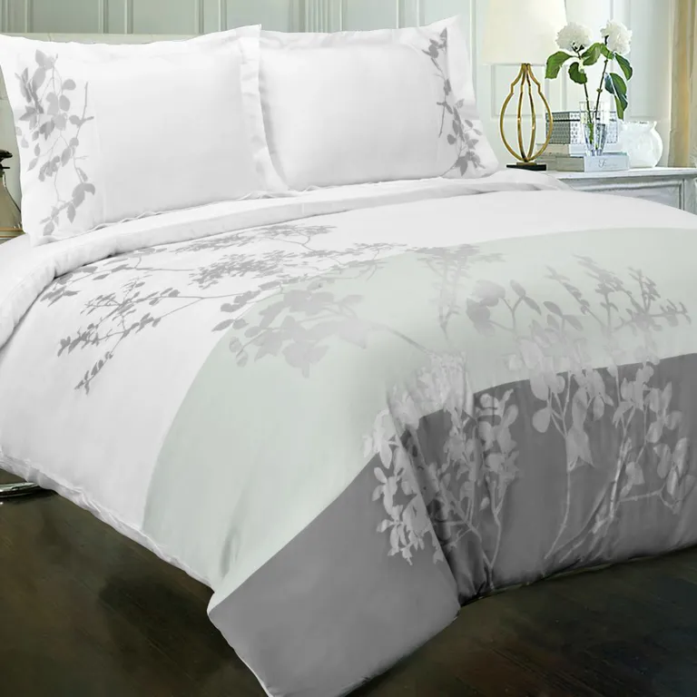 Blue And White Queen Cotton Washable Duvet Cover Set With Two Shams Photo 1
