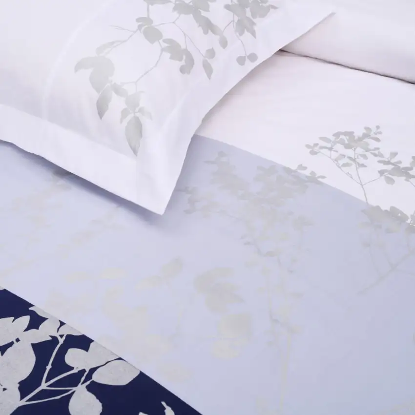 Blue And White Queen Cotton Washable Duvet Cover Set With Two Shams Photo 5