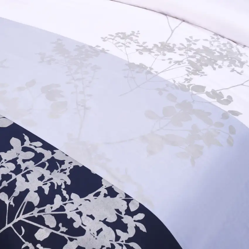 Blue And White Queen Cotton Washable Duvet Cover Set With Two Shams Photo 8