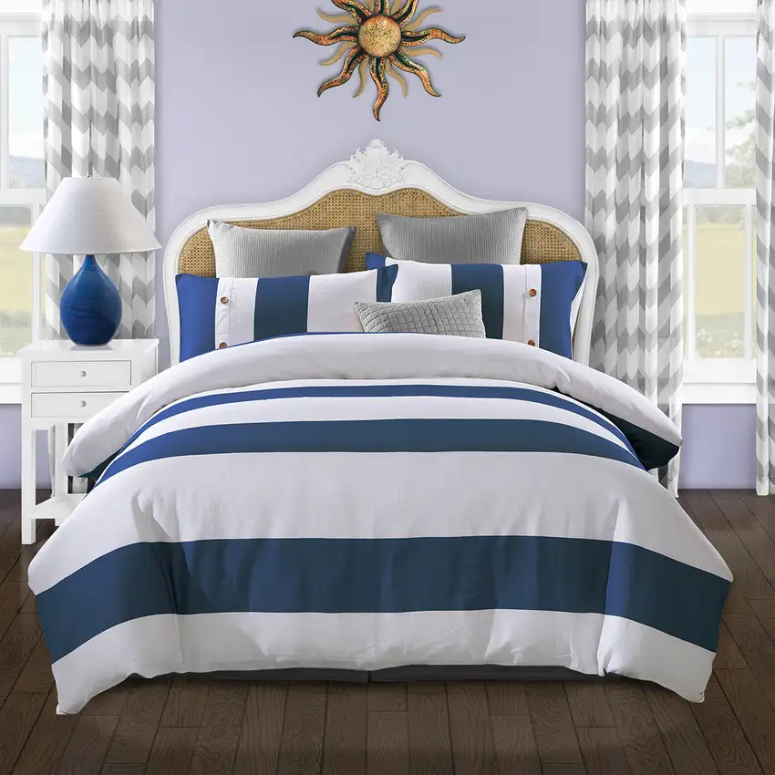 Blue And White Queen Cotton Washable Duvet Cover Set Photo 4