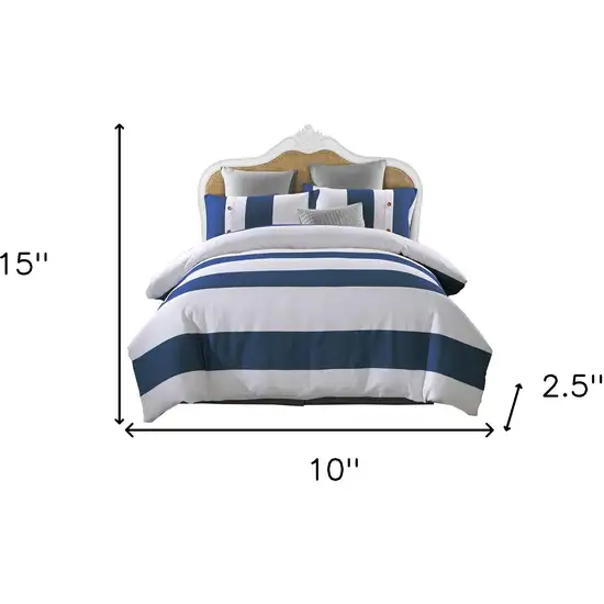 Blue And White Queen Cotton Washable Duvet Cover Set Photo 4