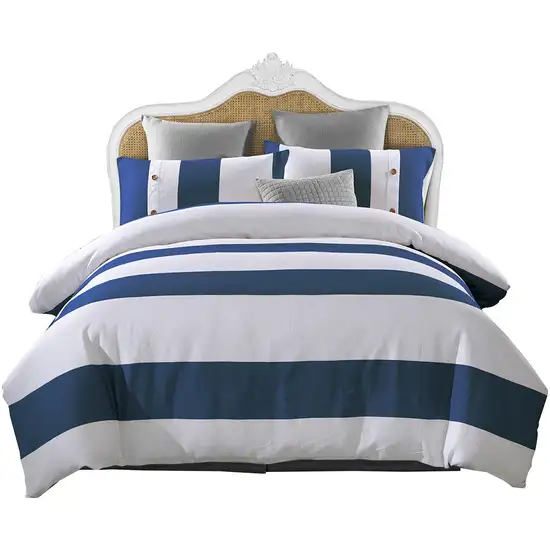 Blue And White Twin Extra Long Cotton Washable Duvet Cover Set Photo 1