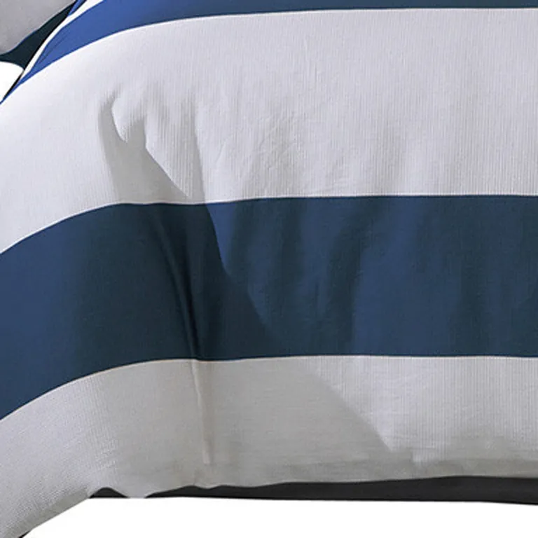 Blue And White Twin Extra Long Cotton Washable Duvet Cover Set Photo 5