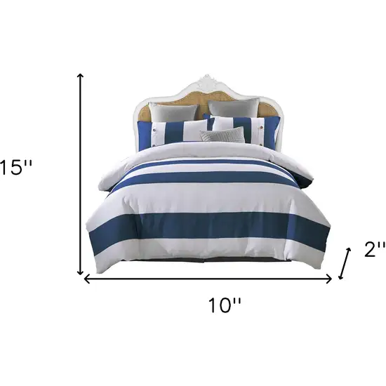 Blue And White Twin Extra Long Cotton Washable Duvet Cover Set Photo 4