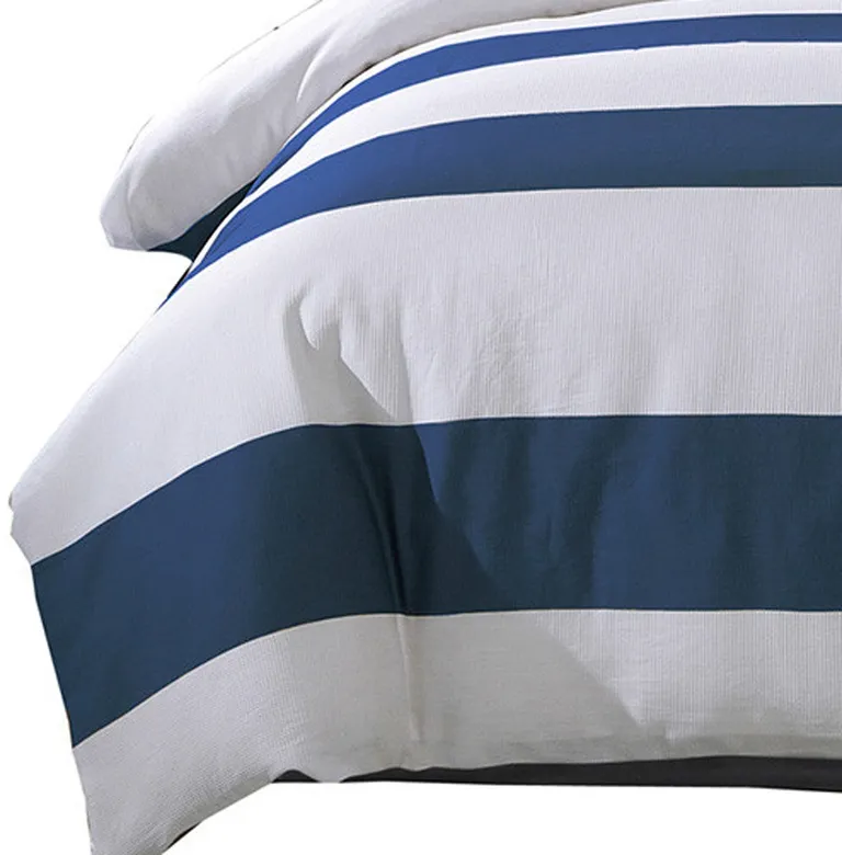 Blue And White Twin Extra Long Cotton Washable Duvet Cover Set Photo 3
