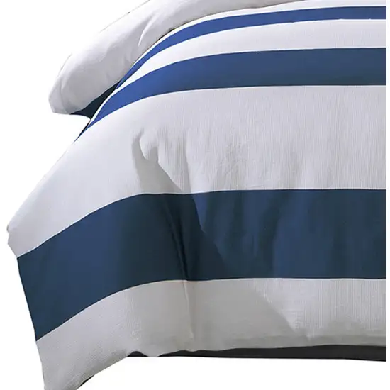 Blue And White Twin Extra Long Cotton Washable Duvet Cover Set Photo 3