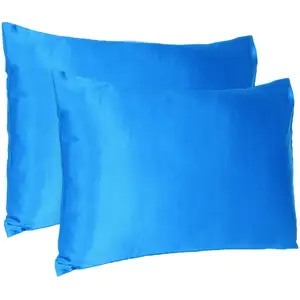 Photo of Blue Dreamy Set Of 2 Silky Satin Queen Pillowcases