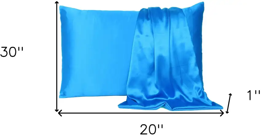 Blue Dreamy Set Of 2 Silky Satin Queen Pillowcases Photo 8