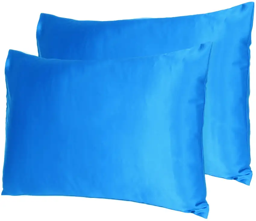 Blue Dreamy Set Of 2 Silky Satin Queen Pillowcases Photo 7