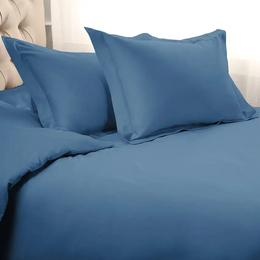 Blue King Cotton Blend Washable Duvet Cover Set With Two Shams Photo 6