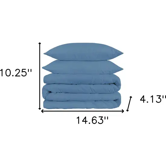 Blue King Cotton Blend Washable Duvet Cover Set With Two Shams Photo 7