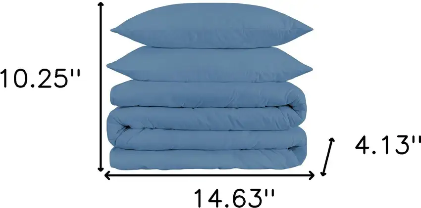 Blue King Cotton Blend Washable Duvet Cover Set With Two Shams Photo 7