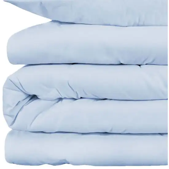 Blue King Cotton Blend Washable Duvet Cover Set Photo 3