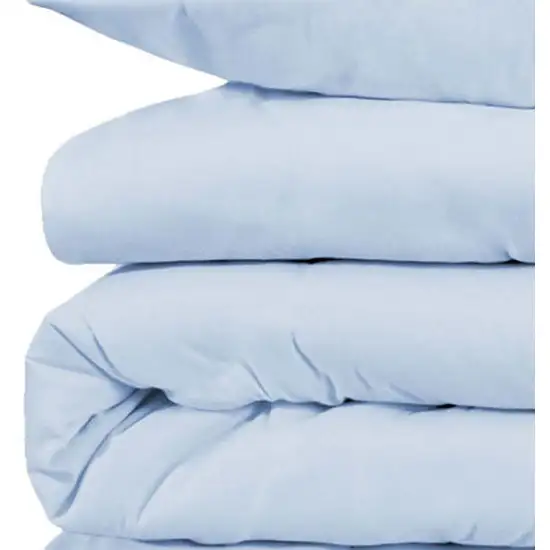 Blue King Cotton Blend Washable Duvet Cover Set Photo 2