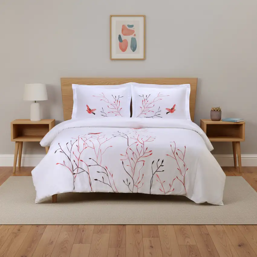 Blue King Cotton Washable Duvet Cover Set With Two Shams Photo 1