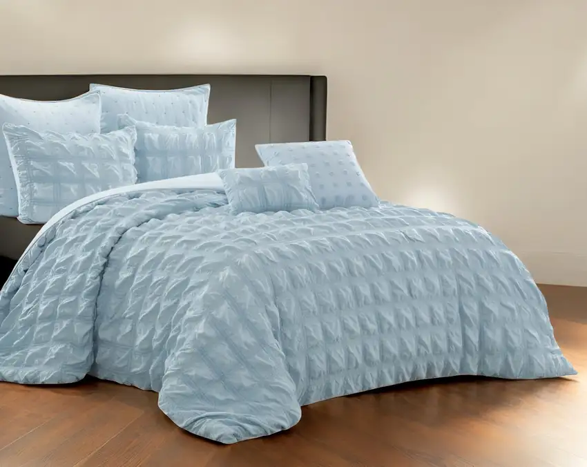 Blue King Polyester 180 Thread Count Washable Duvet Cover Set Photo 1